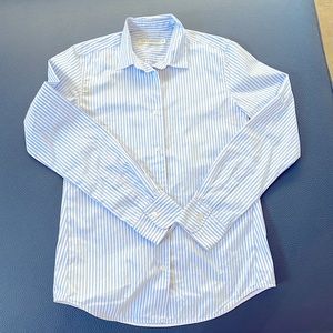 Lis Lareida Pauline Button-Up Blouse Blue and White stripes 100% Cotton size 36